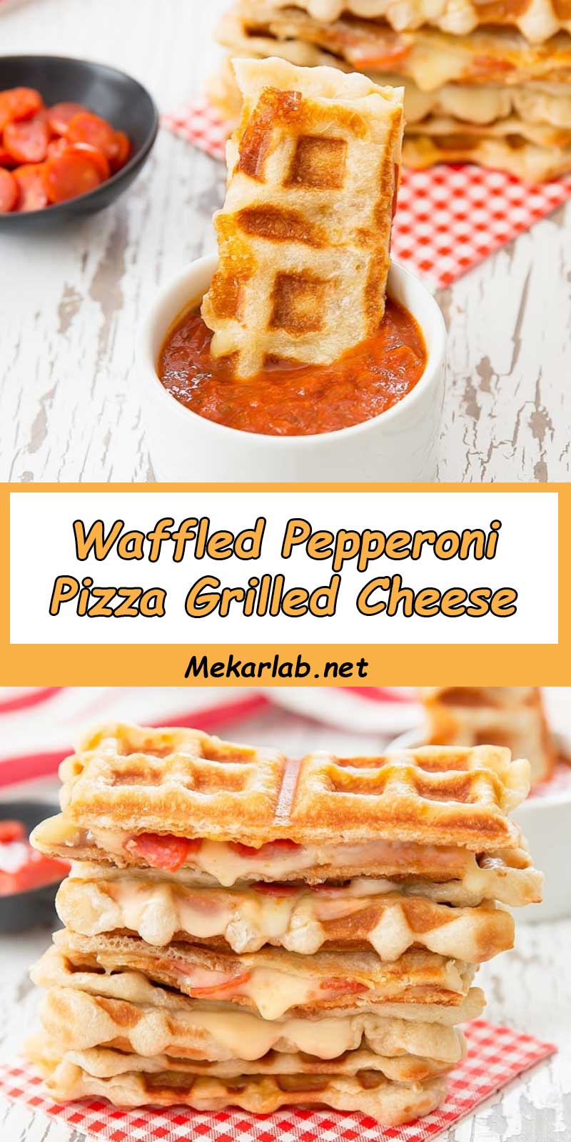 Waffled Pepperoni Pizza Grilled Cheese