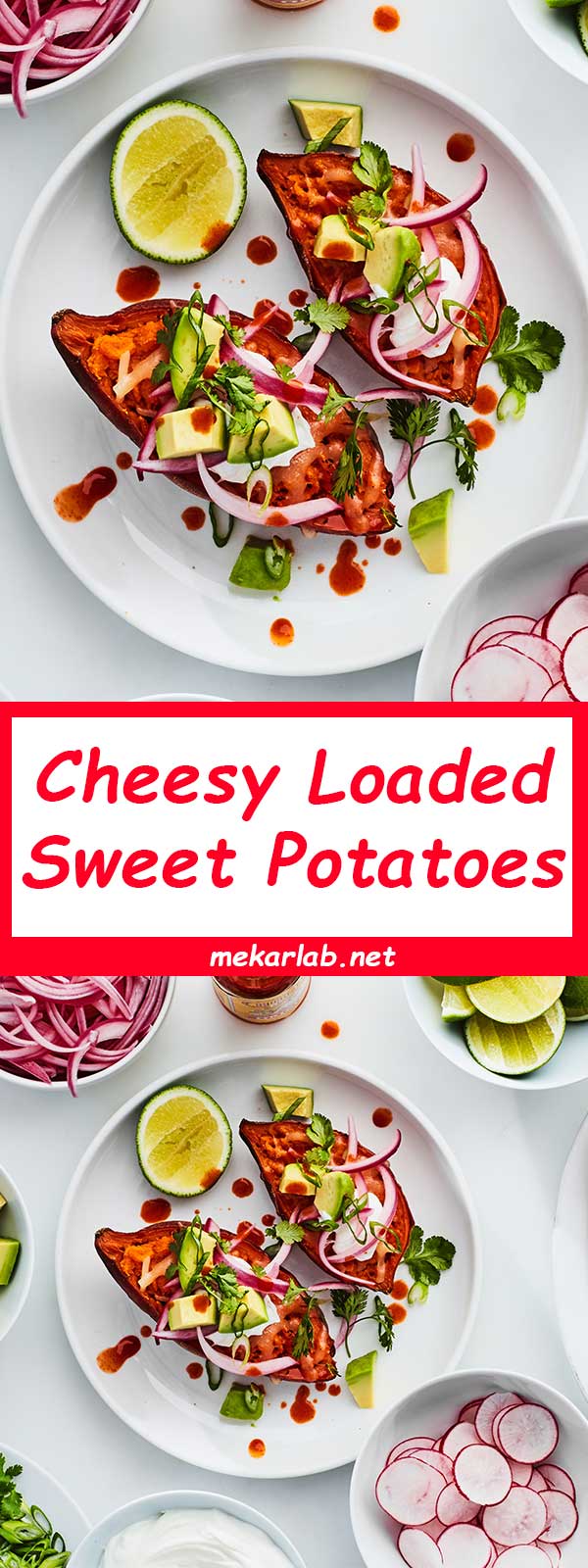 Cheesy Loaded Sweet Potatoes