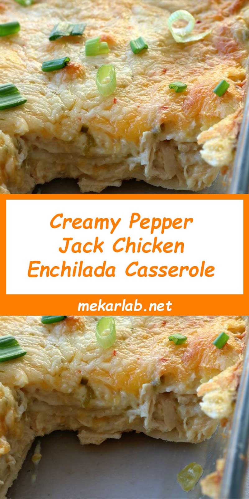 Creamy Pepper Jack Chicken Enchilada Casserole