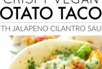 Crispy Vegan Potato Tacos with Jalapeño Cilantro Sauce - Appetizers