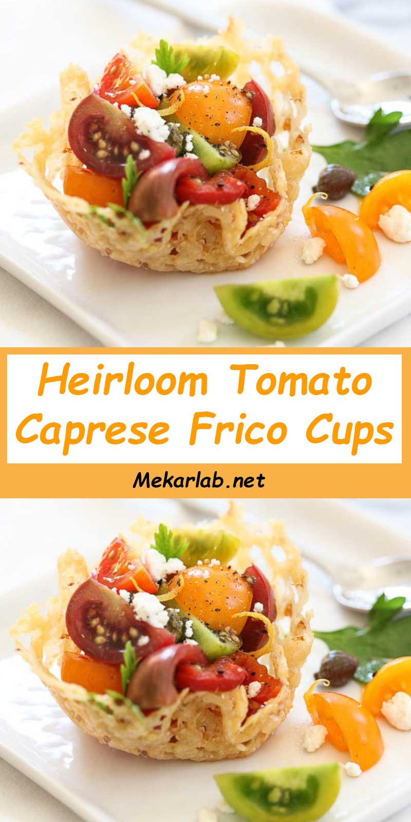 Heirloom Tomato Caprese Frico Cups