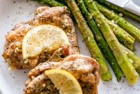 One Pan Lemon Garlic Butter Chicken Thighs and Asparagus