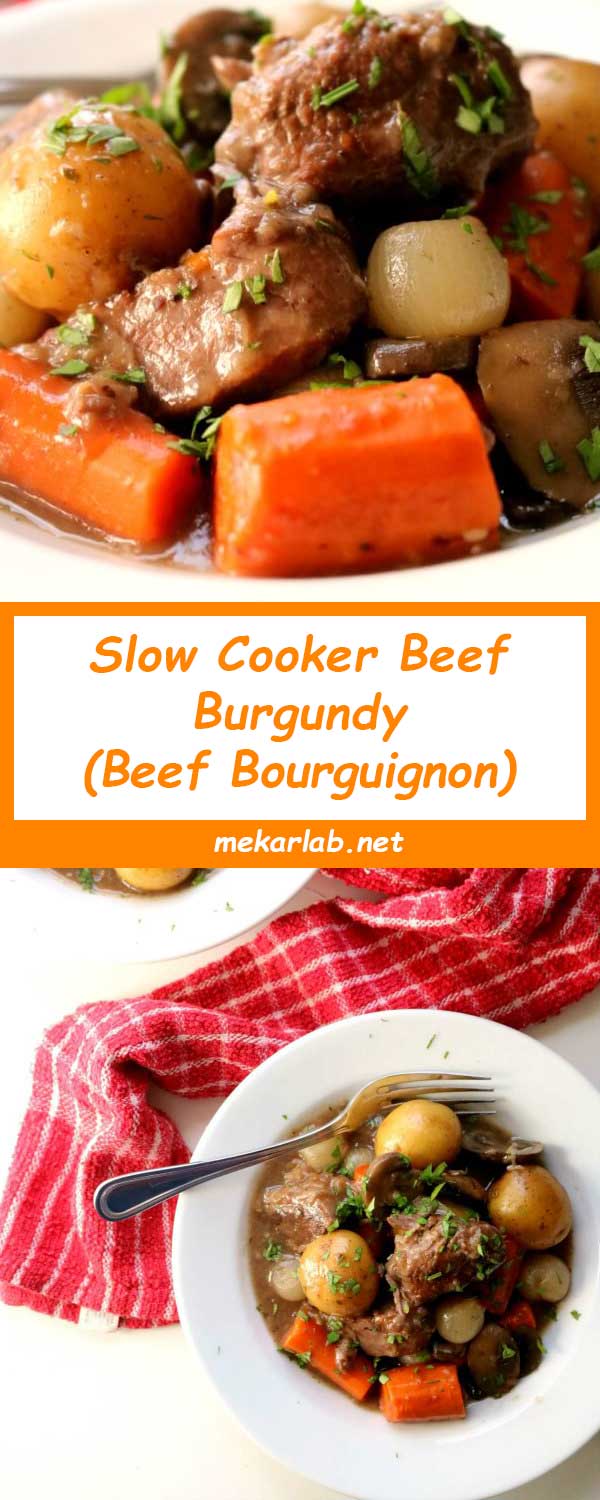 Slow Cooker Beef Burgundy (Beef Bourguignon)