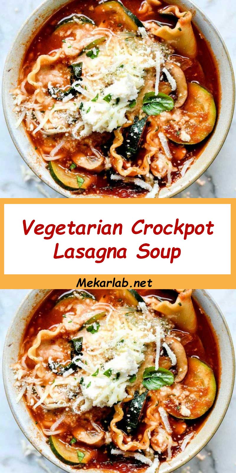 Vegetarian Crockpot Lasagna Soup