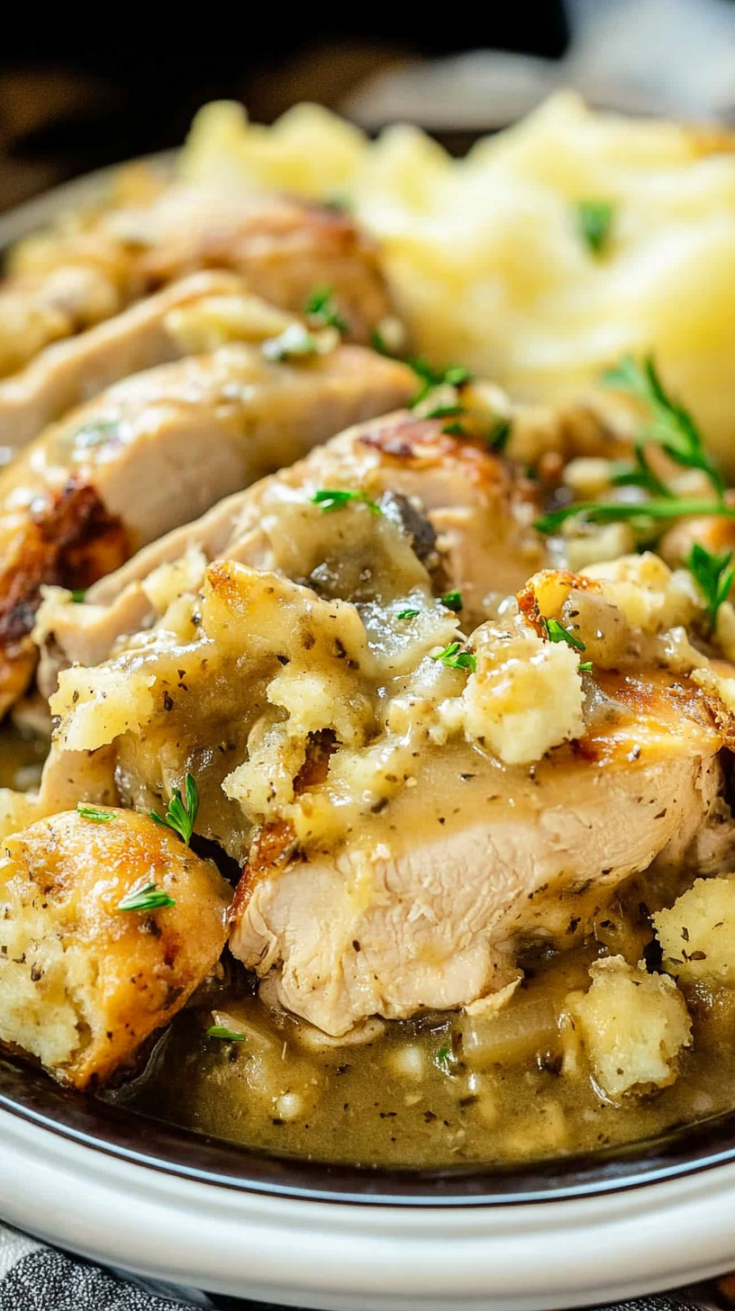 Easy Crock Pot Chicken and Stuffing Recipe